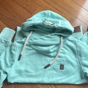Mint Green Naketano Hoodie with Rope Drawstrings